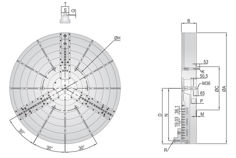 CLOSED CENTER HIGH PRECISION POWER  CHUCKS (MANUAL SETTING)