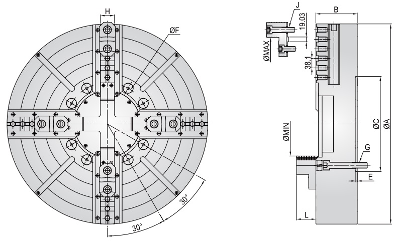 CLOSED CENTER INDEPENDENT CHUCKS